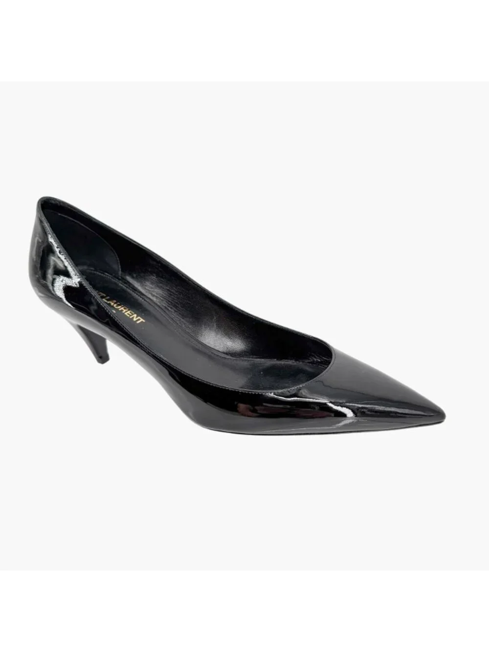 Saint Laurent Charlotte Pumps Heels Black Patent Size 39 US 9 Pointed Toe - Picture 8 of 15